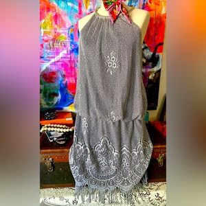 GORGEOUS Silver Metallic NWOT Cocktail Holiday Party Formal Dress SLNY 12 💖💖💖